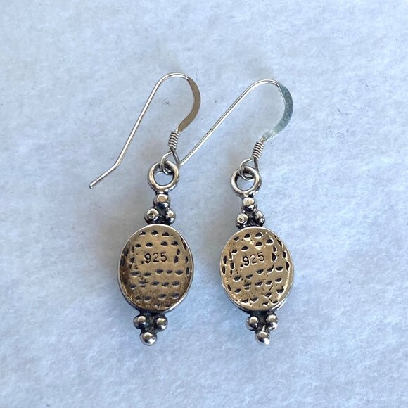 Sterling Silver 925 Southwest Style Turquoise Coral Malachite Dangle Earrings - Picture 5 of 16